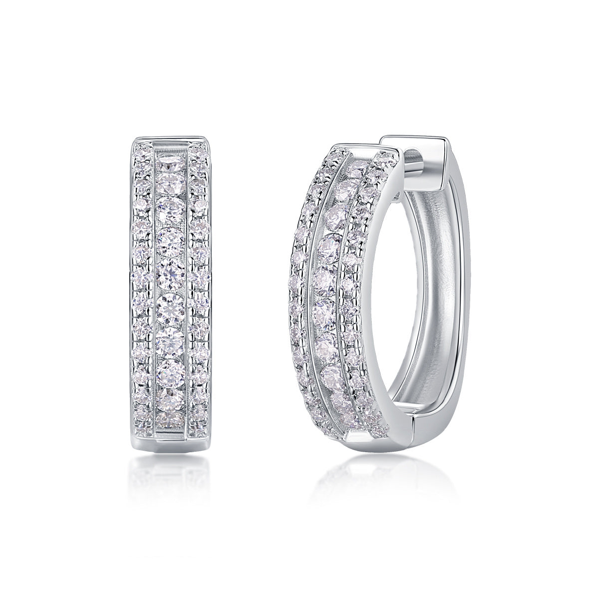 Splendid Night Luxury Fashion Diamond Earrings Stud Set With Mosan Diamond Silver Ornaments