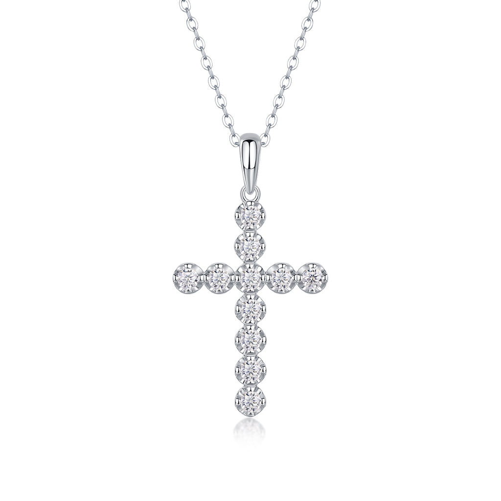 Entrust Luxury Fashion Diamond Pendant Necklace Set With Mosan Diamond Silver Ornaments