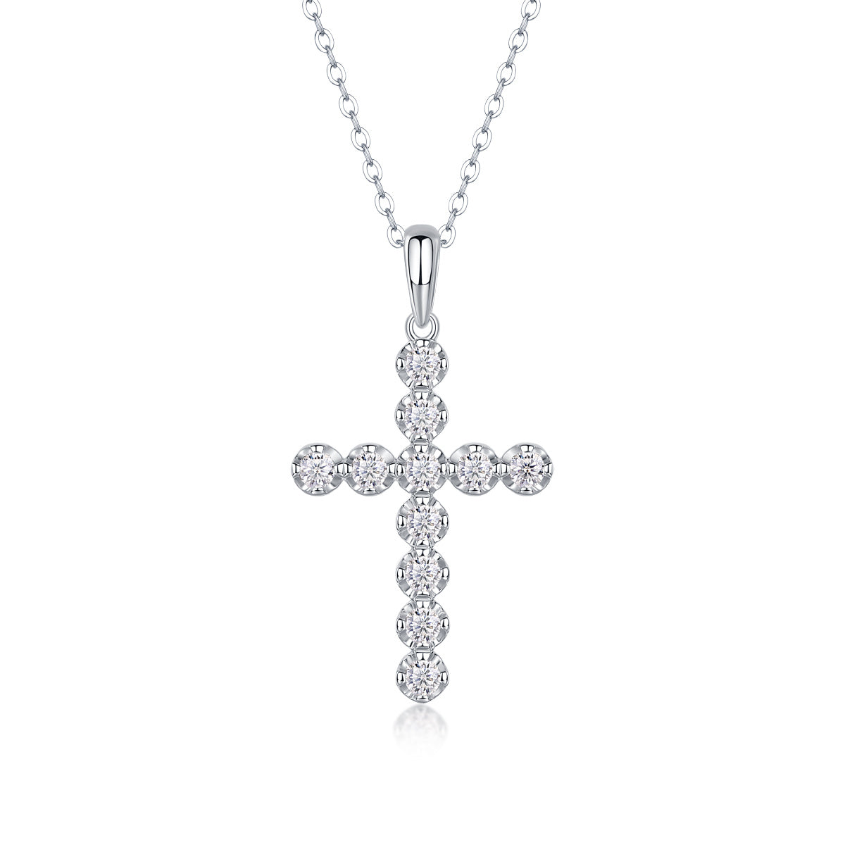 Entrust Luxury Fashion Diamond Pendant Necklace Set With Mosan Diamond Silver Ornaments