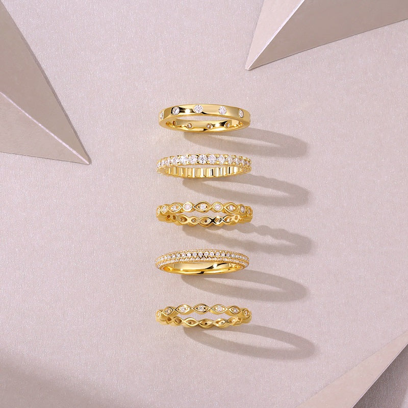 1Starlight Golden Melody - Fashionable Men’s And Women’s Ring And Ring Jewelry Set With Moissanite S925 Sterling Silver And Gold - plated Diamond Prohibit TikTok sales - 5 - cjdropshipping