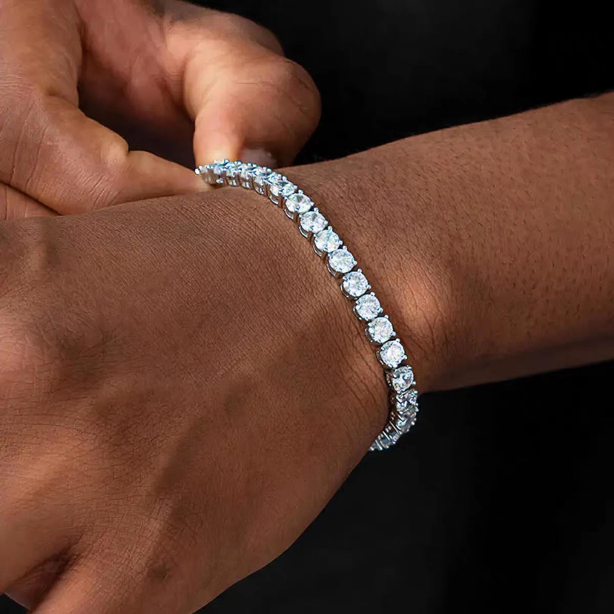 Sleek Luxury Sparkling Zircon Bracelet,Detachable Extender Chain,Unisex For Daily Wear, Christmas Outfits And Beach Occasions - 5 - CJ