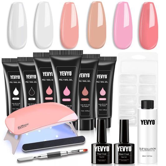 Poly Gel Nail Kit Poly Nail Gel Kit With UV Lamp For Beginners With Anything With Gel Extension Nail Kit With Slip Solution - 5.0 - CJ