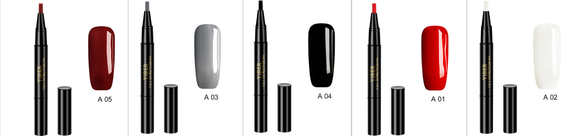 5pcs Nail Polish Pen 3 In 1 One Step Glue Pen Multicolor - 0 - CJ