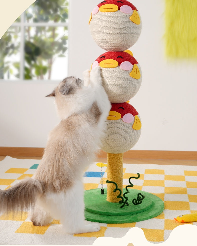 Cute Puffer Fish - shaped Cat Climbing Frame, Three - tier Climbing Tower With Base, Indoor Cat Scratching Post Climbing Frame With Vertical Claw Interactive Cat Toy, Suitable For Cats Of All Sizes - 5 - CJ
