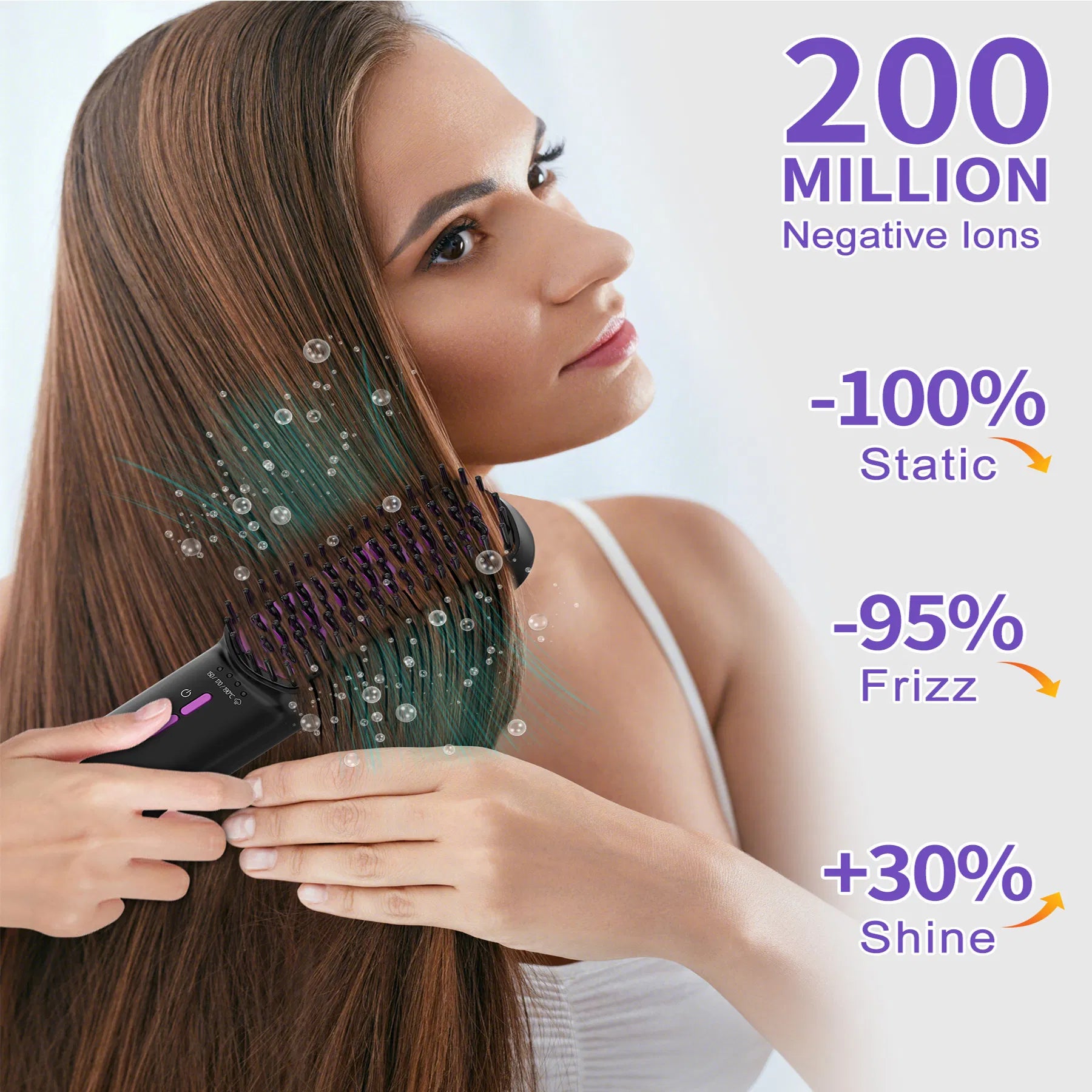Hair Straightener Brush, Ionic Plus Steam Straightening Brush For Smooth, Anti - frizz Hair, Anti - Scald Ceramic Straightening Comb, Heated Straightener Brush Flat Iron Fast Heating For Home Salon - 5 - CJ