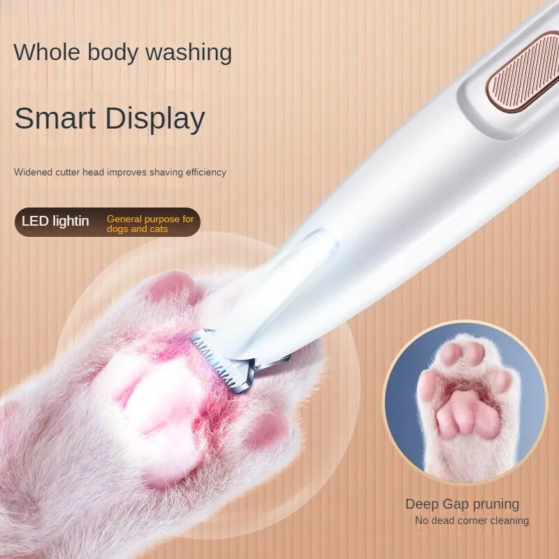 New Dog Paw Trimmer With LED Light Fully Waterproof Pet Hair Trimmer With LED Display Dog Clippers For Grooming 18mm Widen Blade - 5 - CJ