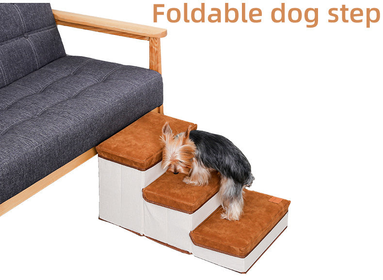 Small Dog Stairs - Pet Stairs For Couch And High Beds, Folding Steps, Pet Toy Storage, Cat Stairs For Bed-Allows Your Pets Easy Instant Access To Your Sofa Or Bedside