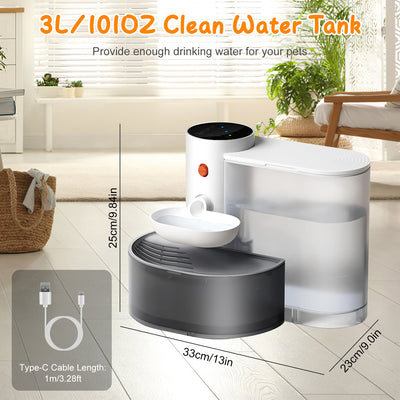 1Pc Smart Pet Water Fountain Automatic Cat Water Dispenser 3L Cordless Rechargeable Dog Water Fountain Self - Refill With 3 Adjustable Volume 3 Time Intervals Touch Control - 5 - CJ