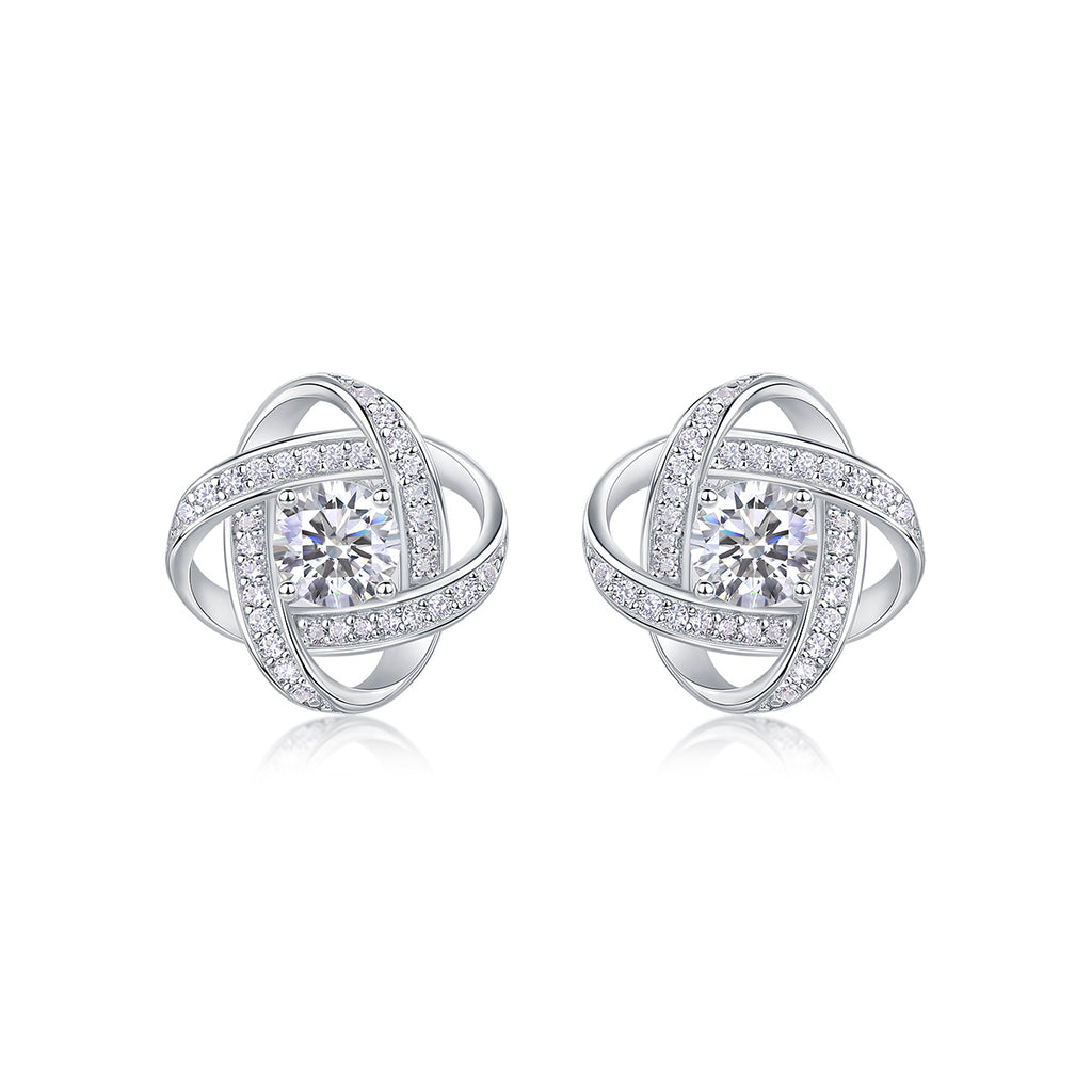 Hope Beam - A Fashionable And Luxurious Diamond Jewelry Piece Set With Half-carat Moissanite S925 Sterling Silver And Platinum-plated Stud Earrings