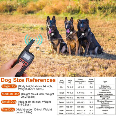 3280FT Dog Training Collar IP67 Waterproof Pet Beep Vibration Electric Shock Collar - 5 - CJ