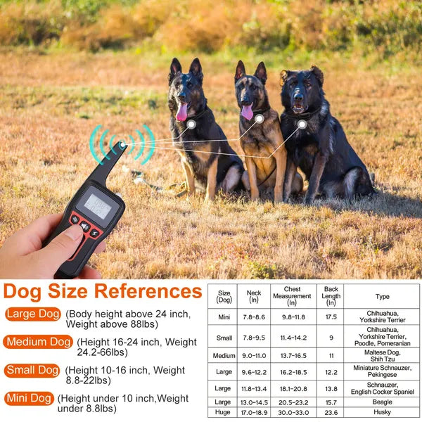 3280FT Dog Training Collar IP67 Waterproof Pet Beep Vibration Electric Shock Collar - 5 - CJ