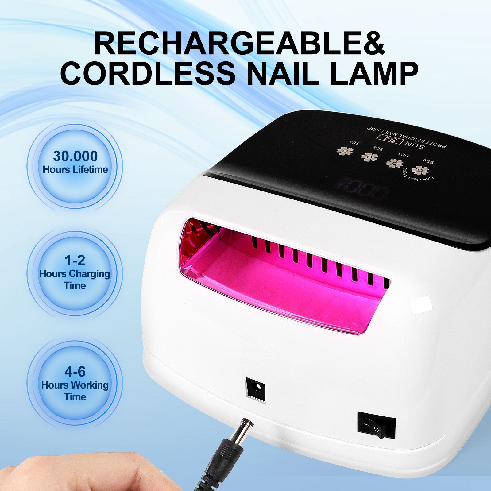 UV Nail Lamp, Professional Cordless UV LED Lamp For Nails 66Pcs Lamp Beads Automatic Sensor Gel Nail Uv Light For Nail Art At Home And In Salons - 5 - CJ