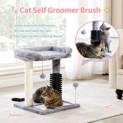 Small 4 - in - 1 Cat Tree Tower With Self - grooming Brush And Natural Sisal Scratching Post, Soft Plush Cat Bed And Hanging Ball, Suitable For Indoor Kittens - 5 - CJ