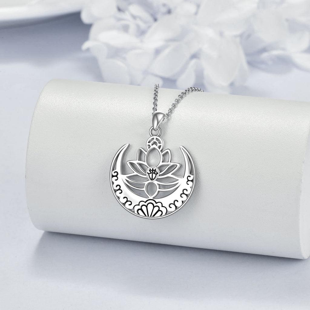 Lotus Flower Symbol Yoga Necklace Sterling Silver Sanskrit Symbol  Balancing Jewelry
