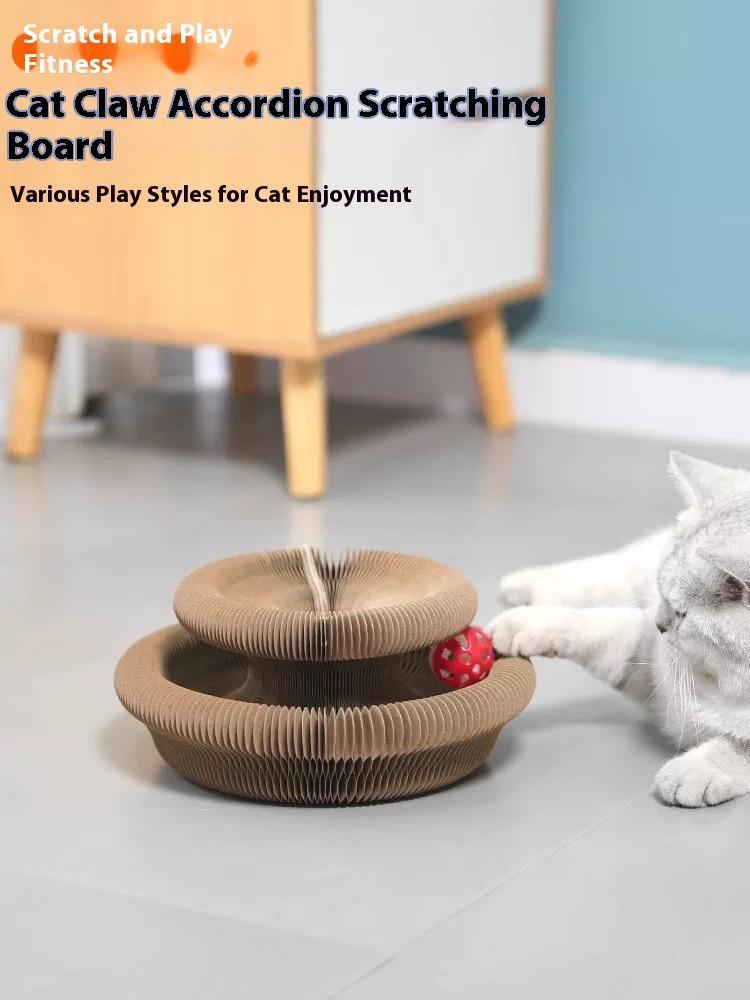 Cat Curl Scratching Board Magic Organ Cat Toy Recyclable Corrugated Cardboard Scratch - Resistant And Wear - Resistant Foldable Wood Grain Interactive Cat Scratching Toy - 5 - CJ