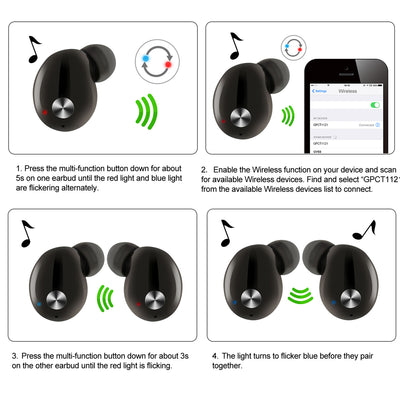 TWS True Wireless V4.2 Earbuds IPX4 In - ear Stereo Earphone Hands - free Deep Bass Earpiece With Mic Magnetic Charging Case 30Hrs Single Earbud Work Time Driving Business - 5 - CJ