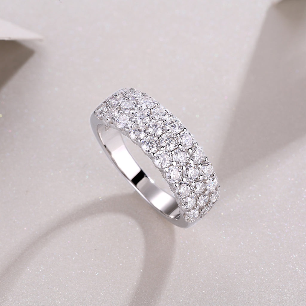 Multi-row Diamond Ring Luxury Fashion Set Moissanite Silver Ring
