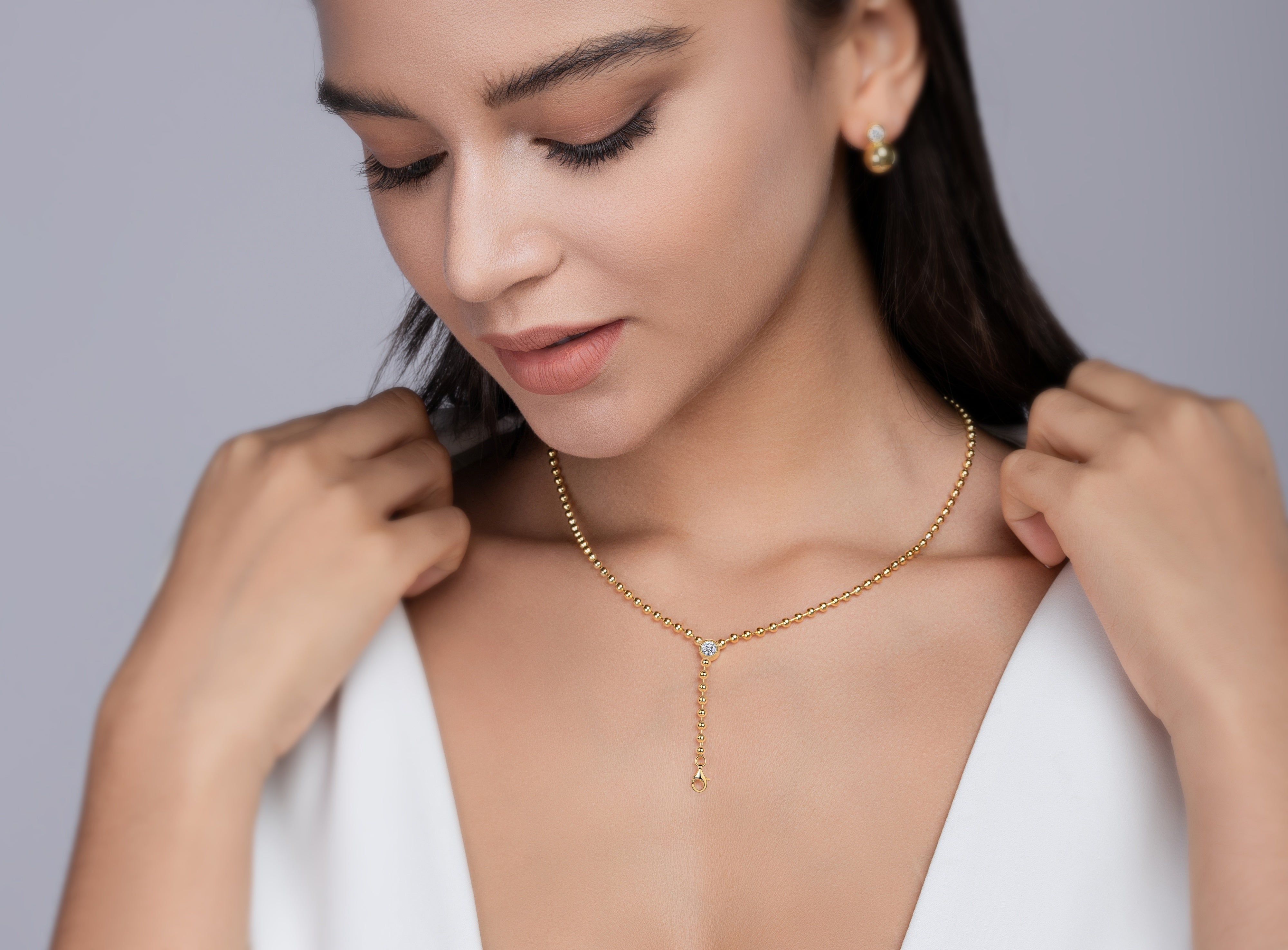 1Time Interlaced - A Trendy Diamond Jewelry Necklace Pendant Set With 0.5 - carat Moissanite S925 Sterling Silver And Gold Plating Prohibit TikTok sales - 5 - cjdropshipping