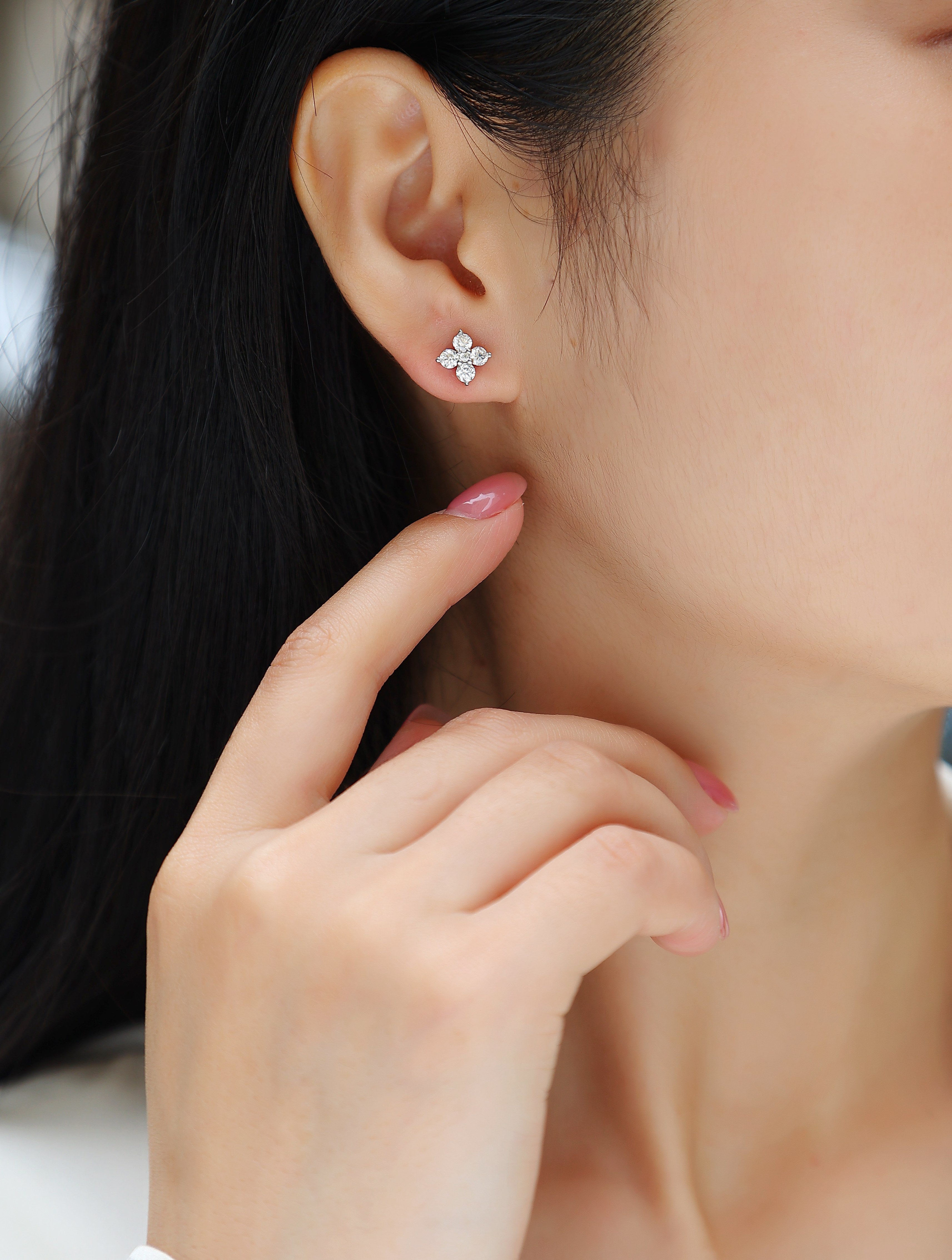 1Sweetheart French - Fashionable And Luxurious Diamond Jewelry Set With Moissanite S925 Sterling Silver And Platinum - plated Stud Earrings Prohibit TikTok sales - 5 - cjdropshipping
