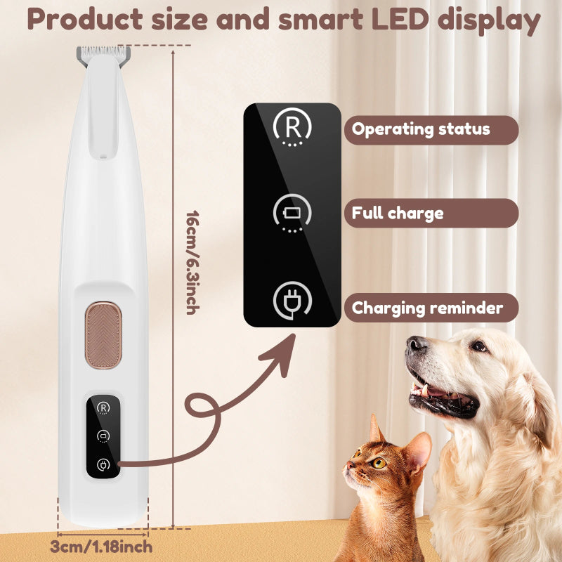 Pets Dog Paw Trimmer With LED Light Fully Waterproof Pet Hair Trimmer With LED Display Dog Clippers For Grooming Widen Blade - 0 - CJ