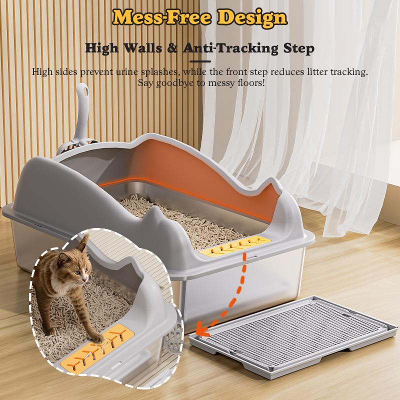 Large Stainless Steel Cat Litter Box - 5 - CJ