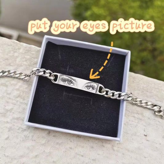 Personalized Human Eye Bracelet DIY Laser Engraved Stainless Steel Couple Bracelet Engraved Portrait Bracelet - 7 - CJ
