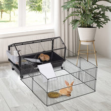 Small Animal Play Fence Cage With Rolling Casters, Water Bottle - 5 - CJ