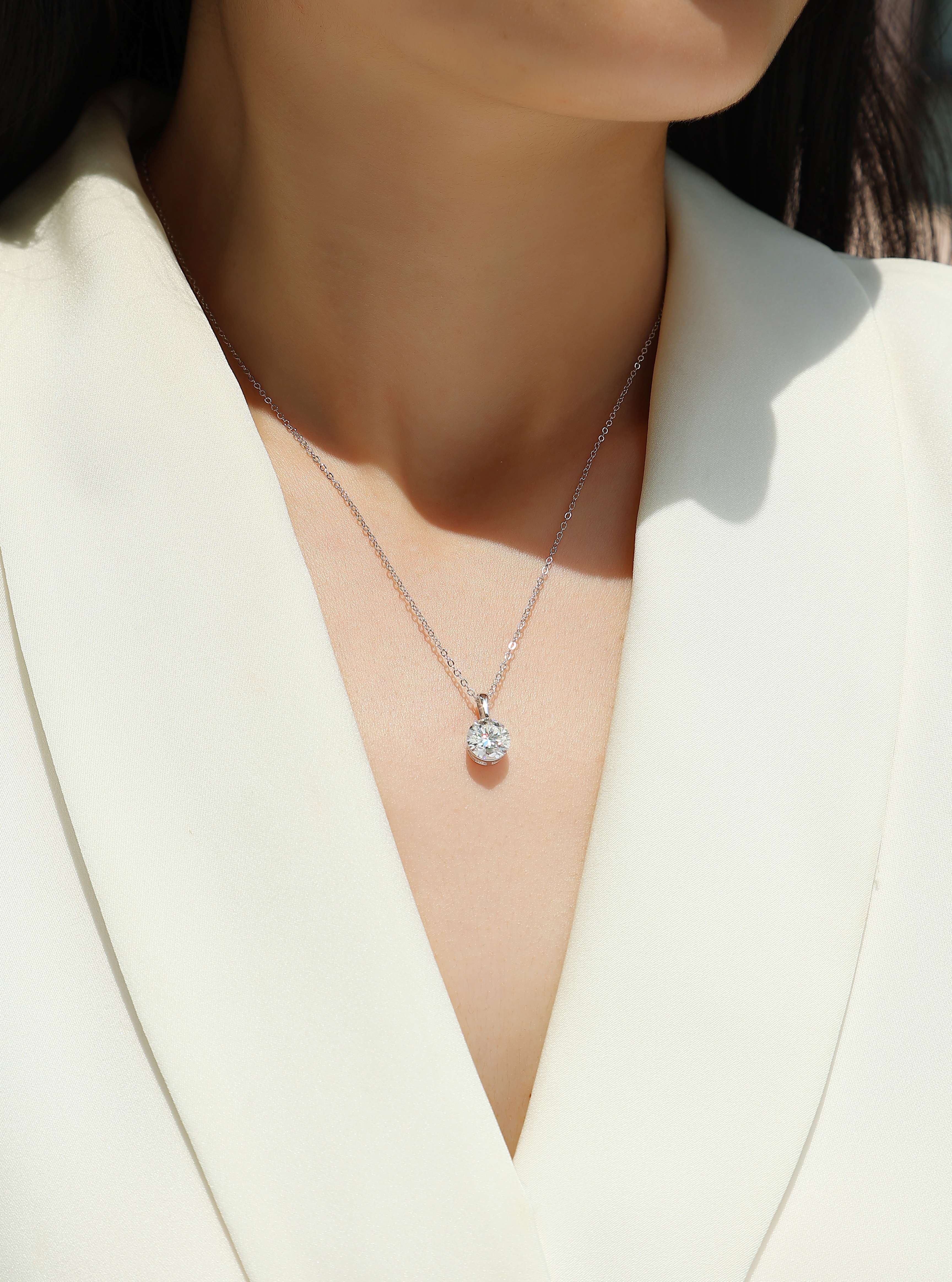 1Star - A Fashionable And Luxurious Diamond Jewelry Pendant Set With 2 - carat Moissan Diamond S925 Sterling Silver And Platinum Plating Prohibit TikTok sales - 5 - CJ