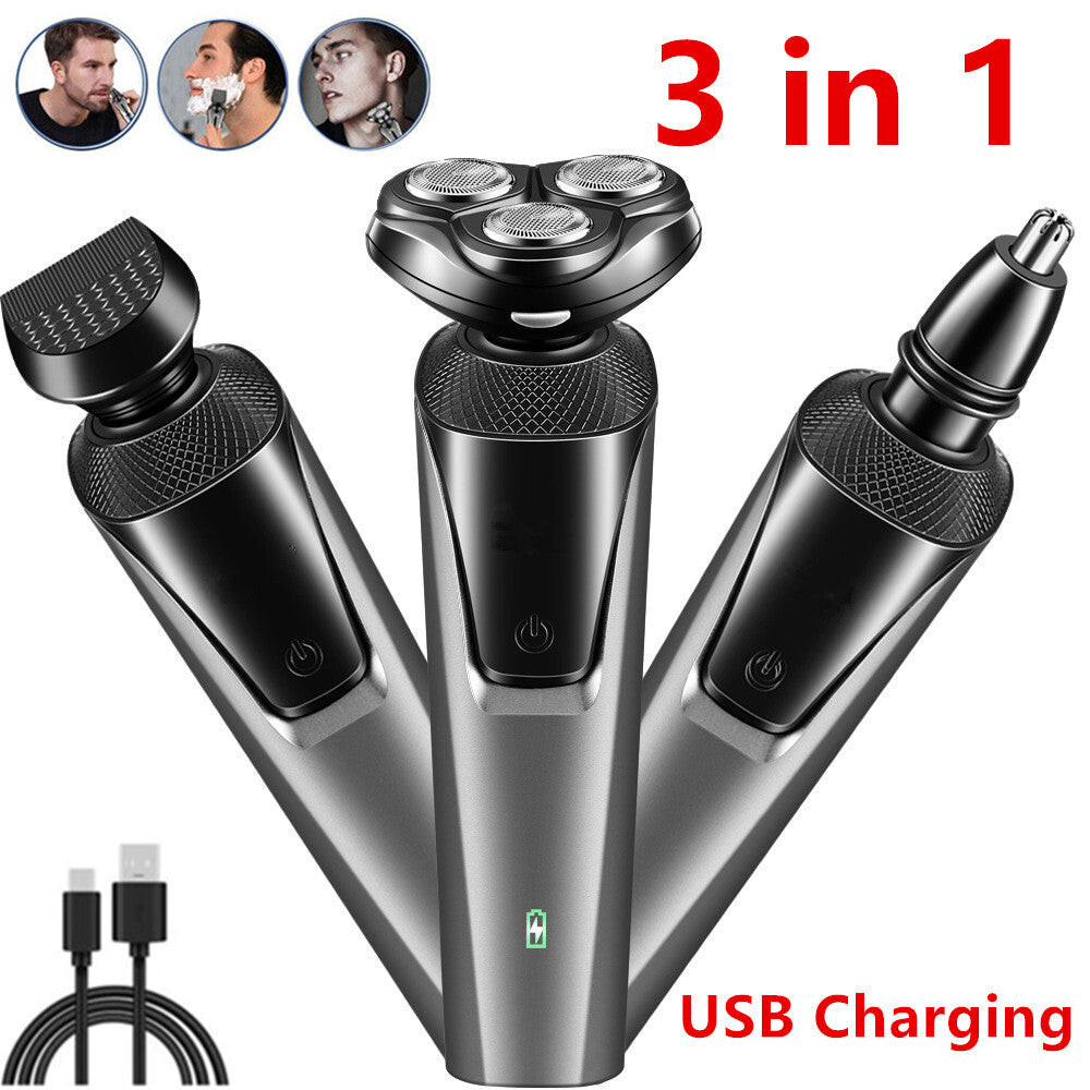Electric Shaver Mens Razor Rotary Waterproof Pop - Up Beard Trimmer Wet Dry Cordless Nose Hair Cutting Barber Shaving Machine - 5 - CJ - Black - CJTX249334901AZ