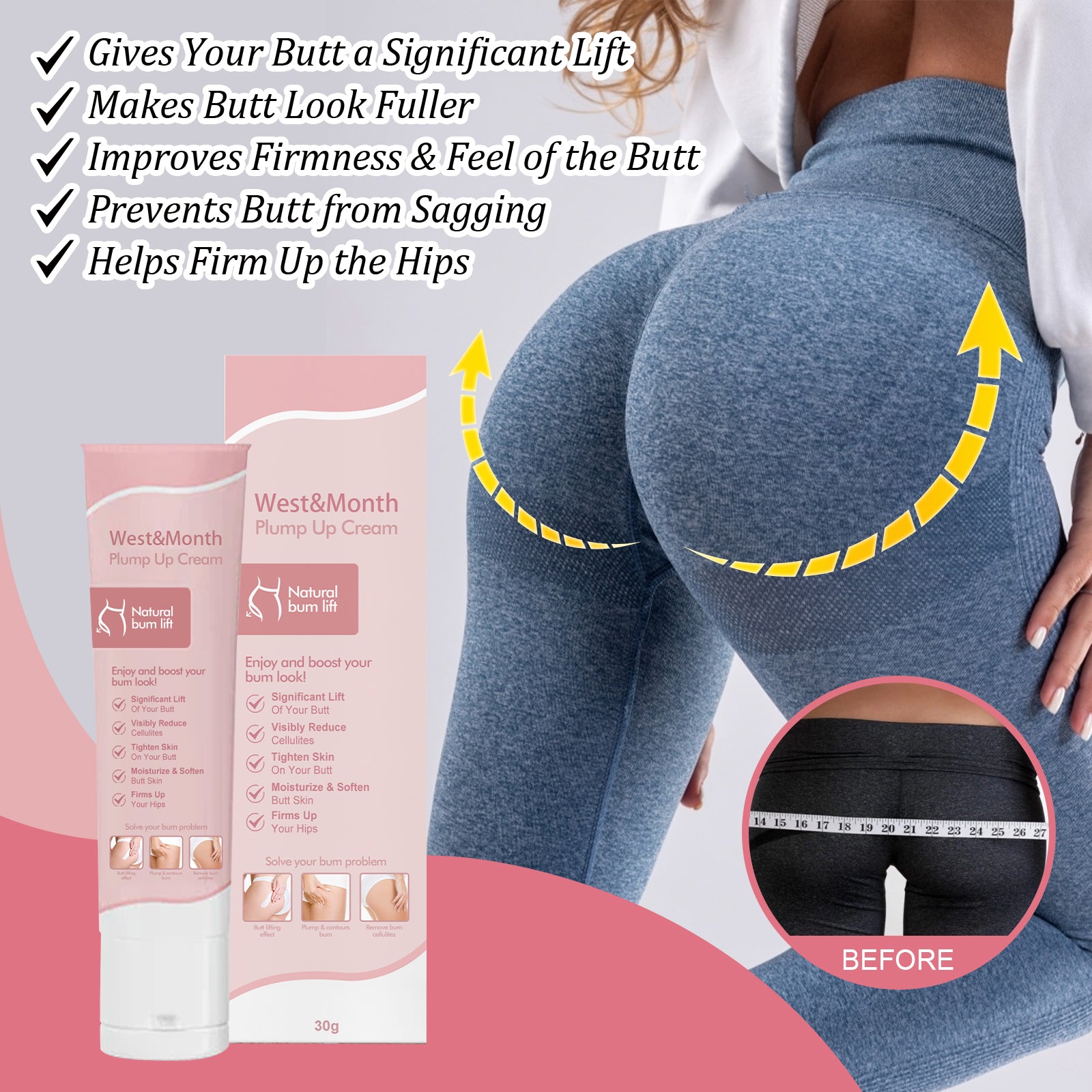 West&Mooth Body Plump Up Cream, Firming And Lifting Hips Highlights Curves And Volumizing Hips Cream - 5 - CJ