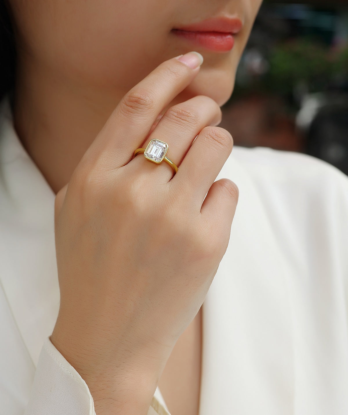 1Pagoda - A Fashionable Diamond Jewelry Piece Set With Moissanite S925 Sterling Silver And Gold - plated Diamond Ring Prohibit TikTok sales - 5 - CJ