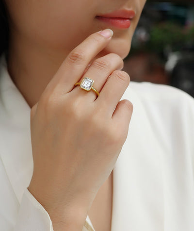 1Pagoda - A Fashionable Diamond Jewelry Piece Set With Moissanite S925 Sterling Silver And Gold - plated Diamond Ring Prohibit TikTok sales - 5 - CJ