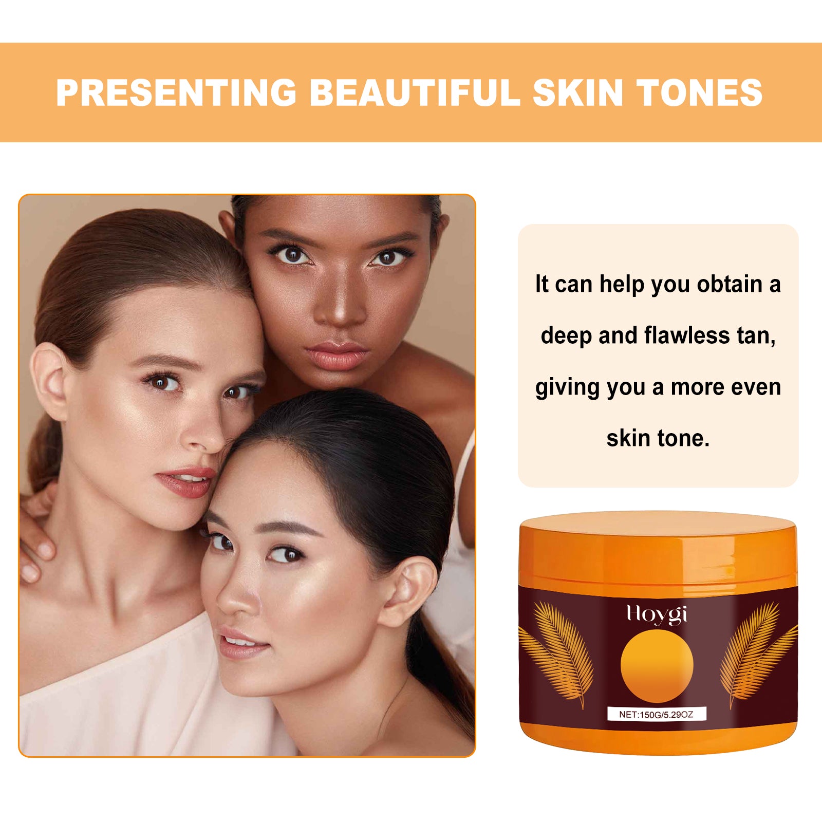 Hoygi Intensive Tanning Gel, Summertime Seaside Beach Sunbath To Help Tanning Wheat Color Body Moisturizer Gel