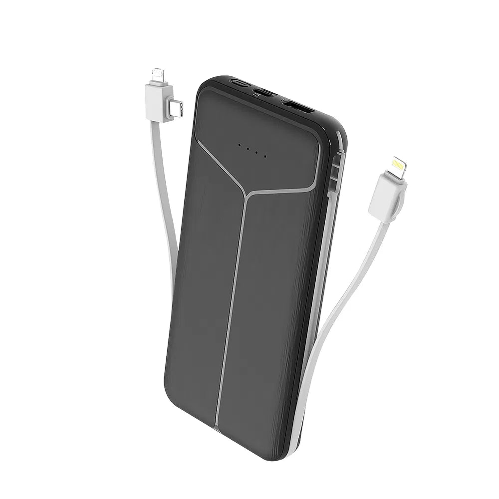 10000mAh Power Bank Portable Charger With US Plug 2 Built - in Cables External Battery Pack With 4 Ouputs 3 Inputs Fit For IOS Phone 14 Android And More - 5 - CJ