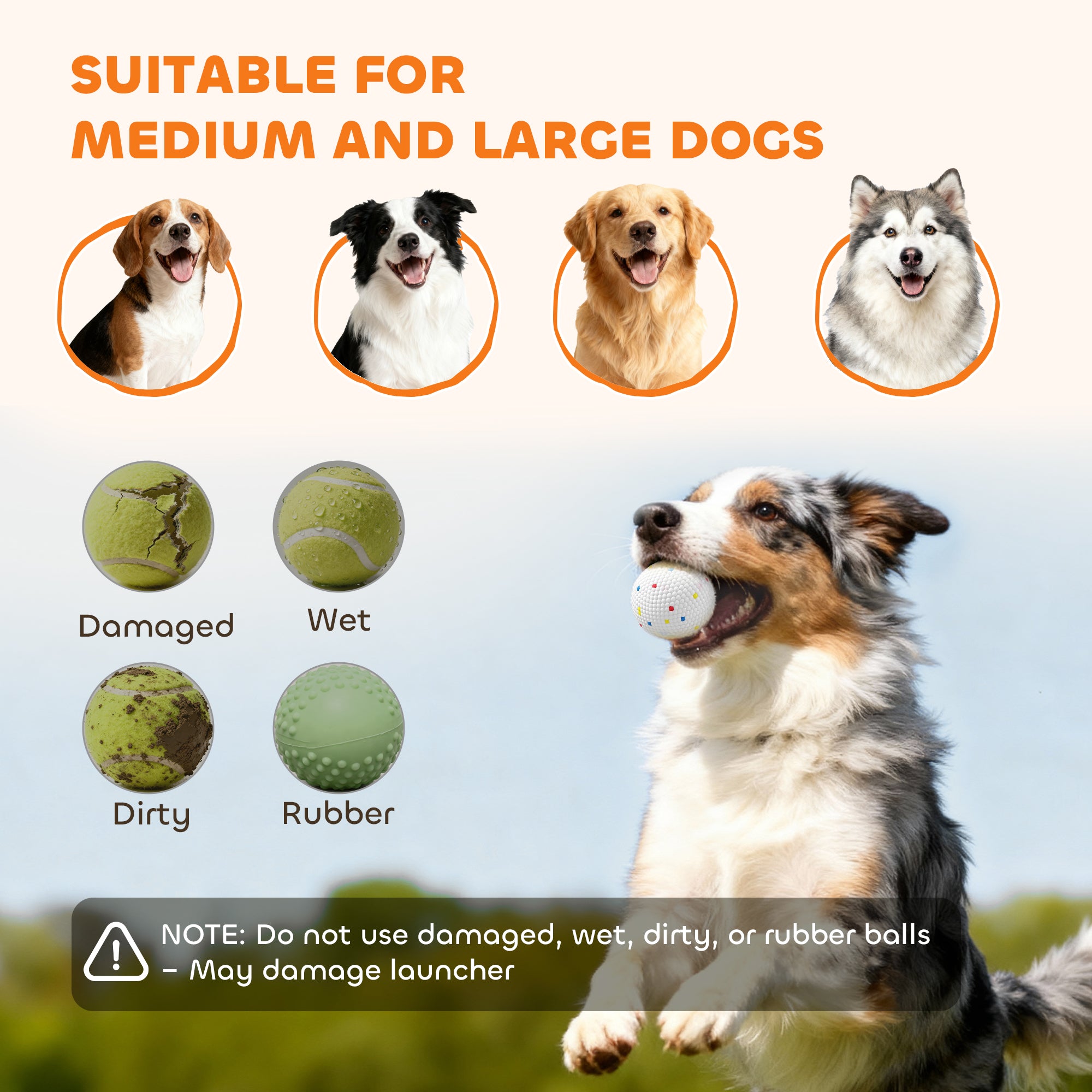 Automatic Dog Ball Launcher with 26 - 79 FT Distance, Automatic Ball Launcher for Medium and Large Dogs, Orange - 5 - CJ