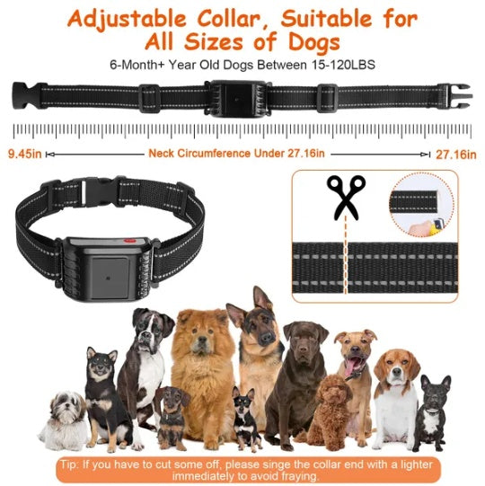 990FT Range Dog Wireless Fence Remote Training Collar IPX6 Waterproof Receiver With 0 - 9 Levels Beep Vibration Shock Mode 4 Channels Rechargeable Transmitter System - 5 - CJ