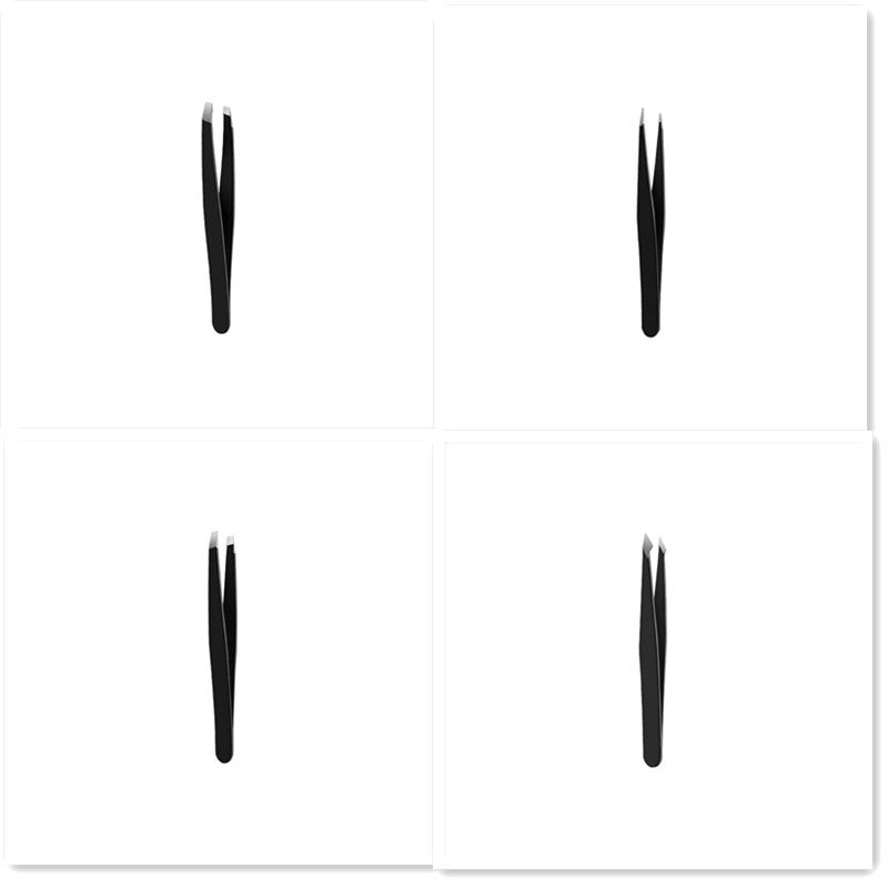 Stainless Steel Eyebrow Tweezers Black Flat Hairs Puller Beauty Makeup Tool - 0 - CJ