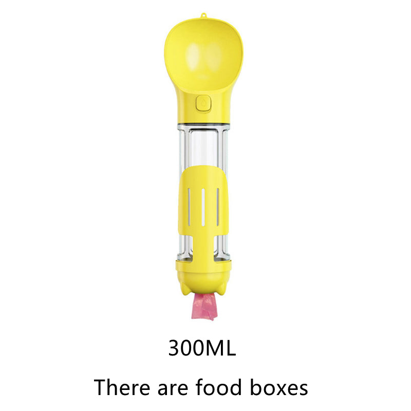 Pet Multi - functional Water Bottle - 0 - CJ - 300ML has food box Yellow - CJJJCWGY02802 - 300ML has food box Yellow