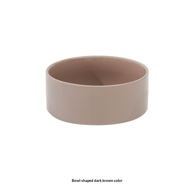 Solid Color Minimalist Home Use Ceramic Cat Food Feed Bowl - 0 - CJ