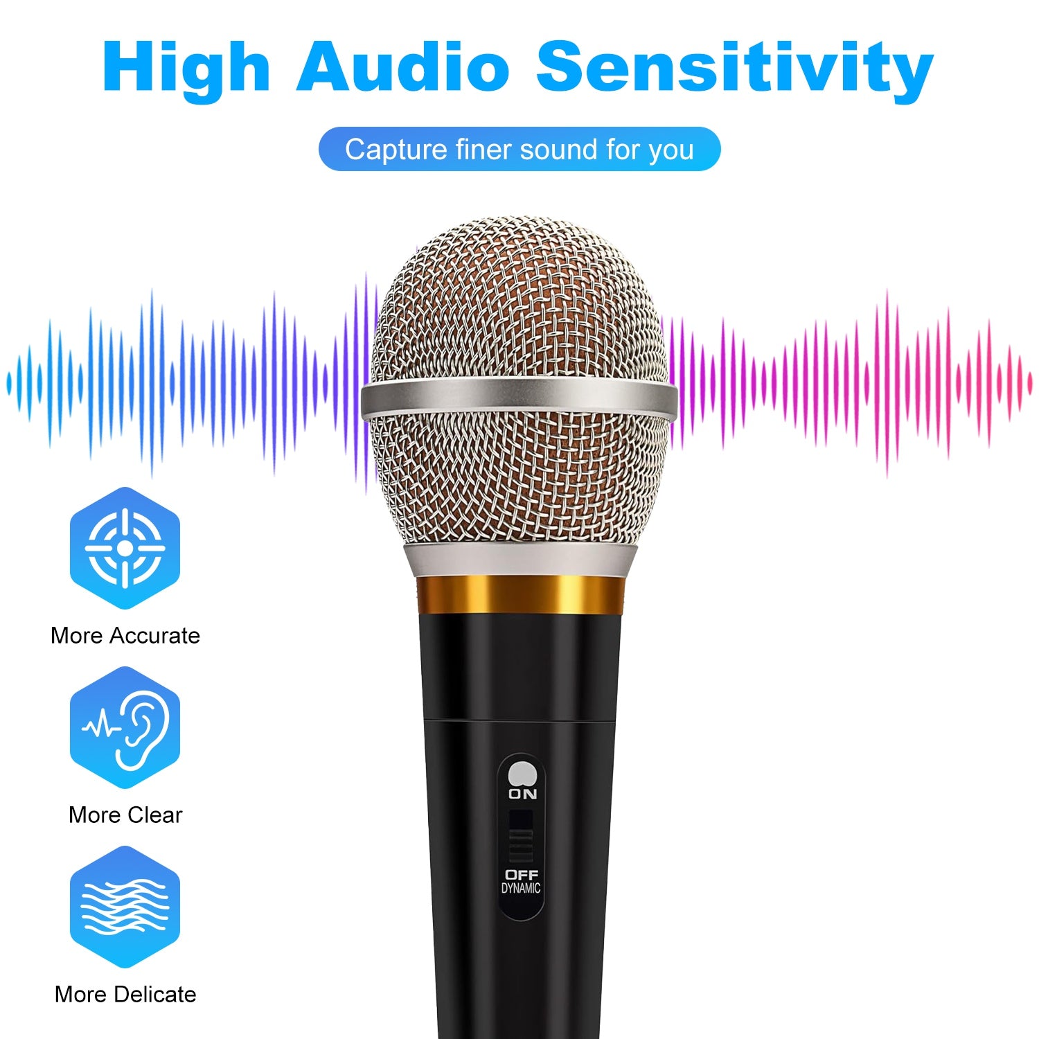 1Pc  Handheld Dynamic Microphone Wired XLR Microphone With On Off Button 13ft Detachable XLR Cable Professional Studio Live Performance Cardioid Mic For For Karaoke Vocals Podcasting Recording - 5 - CJ