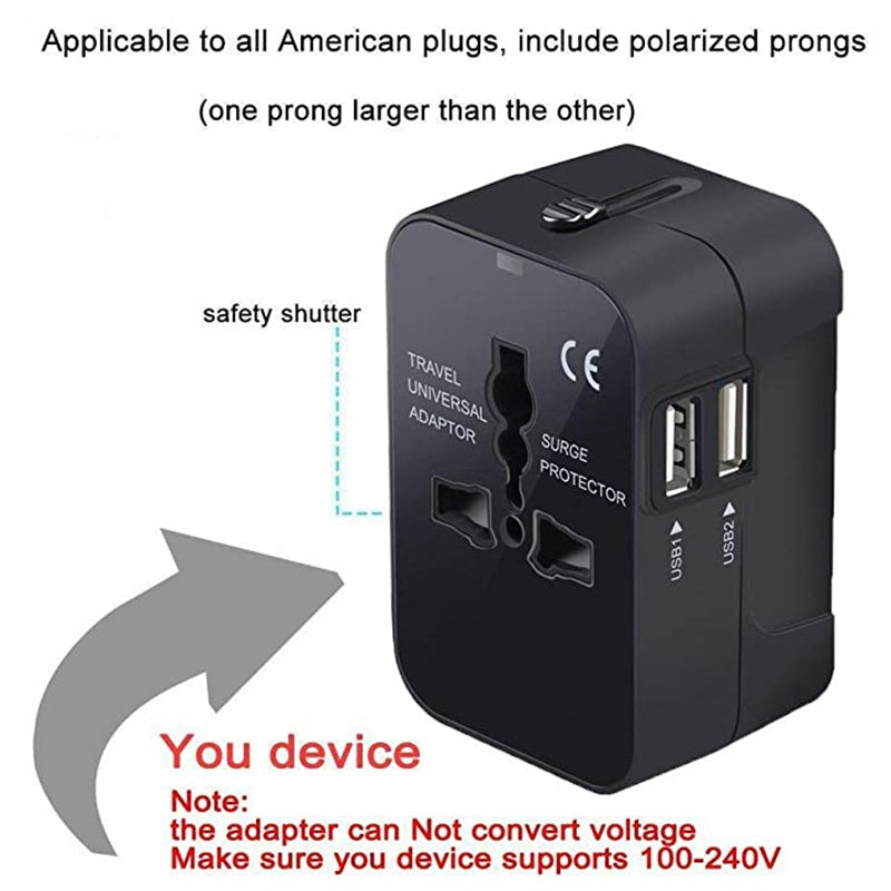 Travel Adapter With USB C, Universal All In One Worldwide Travel Adapter Power Converters Wall Charger AC Power Plug Adapter USB Type C Charging For USA EU UK AUS - 5 - CJ