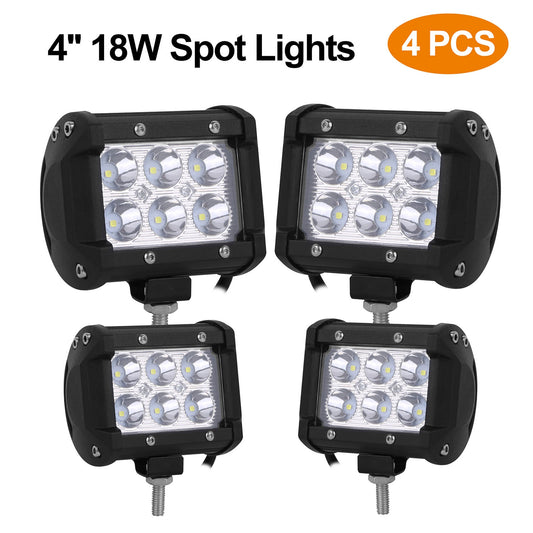 4 PCS 4in 18W Driving Lamp Dual Row LED Waterproof Spot Light Pod Cube Light - 5 - cjdropshipping
