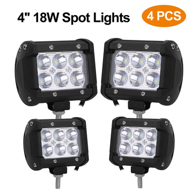 4 PCS 4in 18W Driving Lamp Dual Row LED Waterproof Spot Light Pod Cube Light - 5 - cjdropshipping
