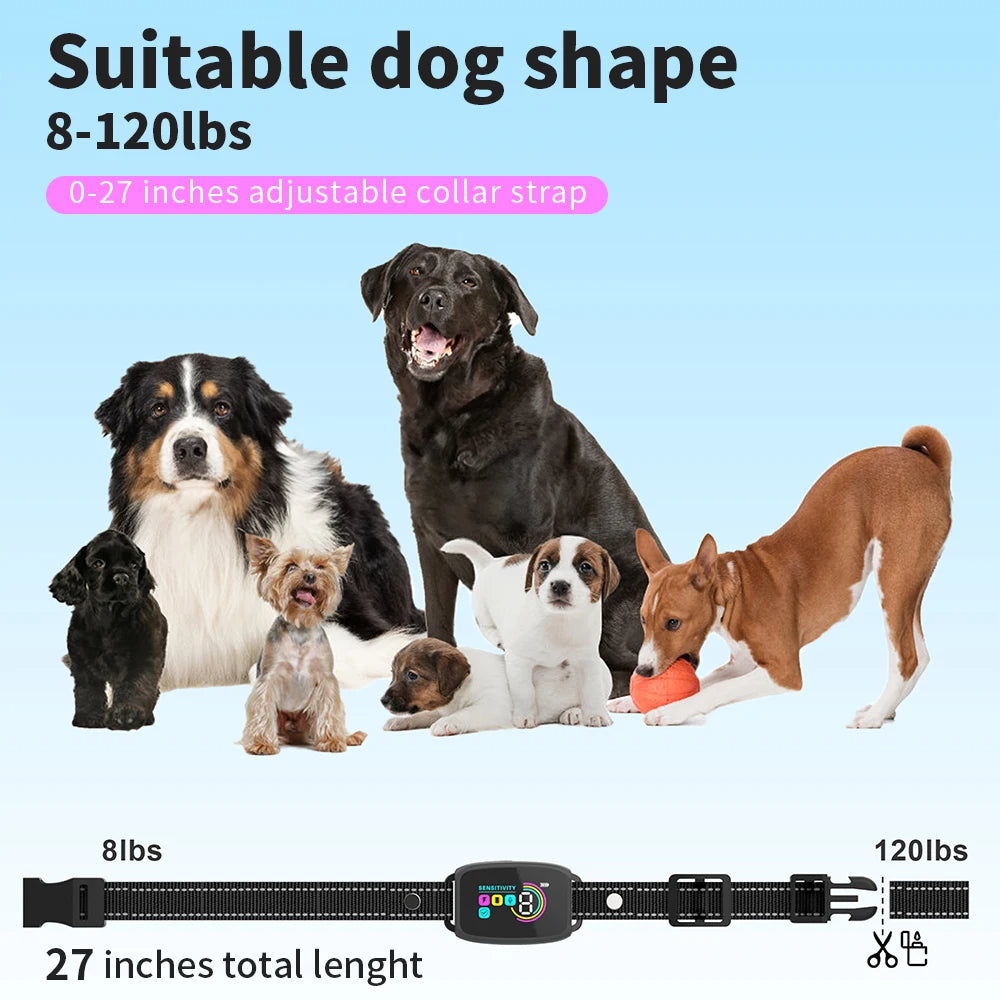 Smart Automatic Anti Barking Dog Collar Rechargeable Bark Stopper Stop Barking HD Digital Display IP67 Waterproof Collar For Dogs Pet Products - 0 - CJ