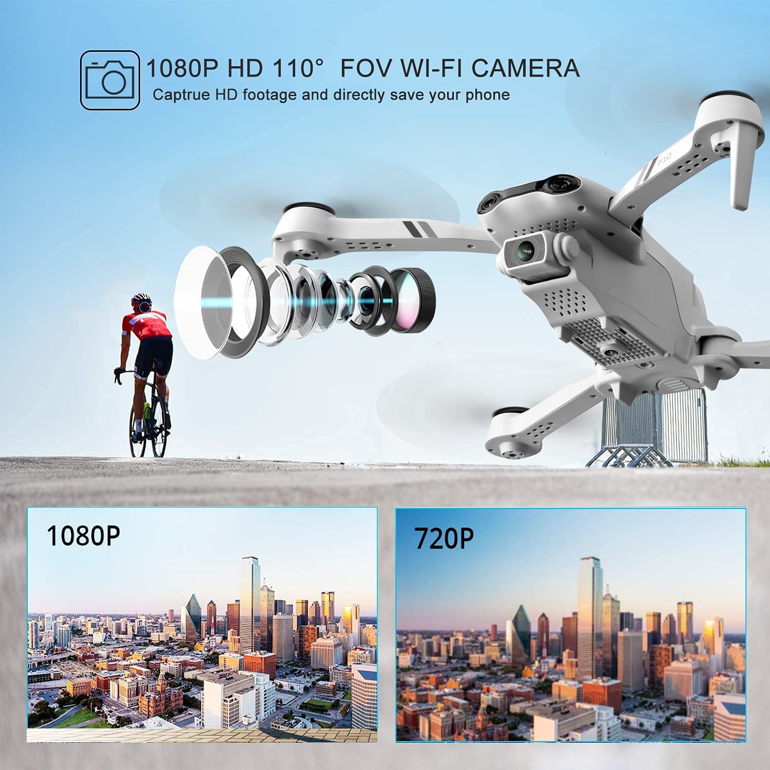 UK  F10 Foldable Drone With Camera WIFI FPV For Adults,1080P HD FPV Live Video RC Quadcopter,Logistics Is Randomly Sent By EVRI,ROYAL MAIL,Amazon Logistics - 5 - CJ