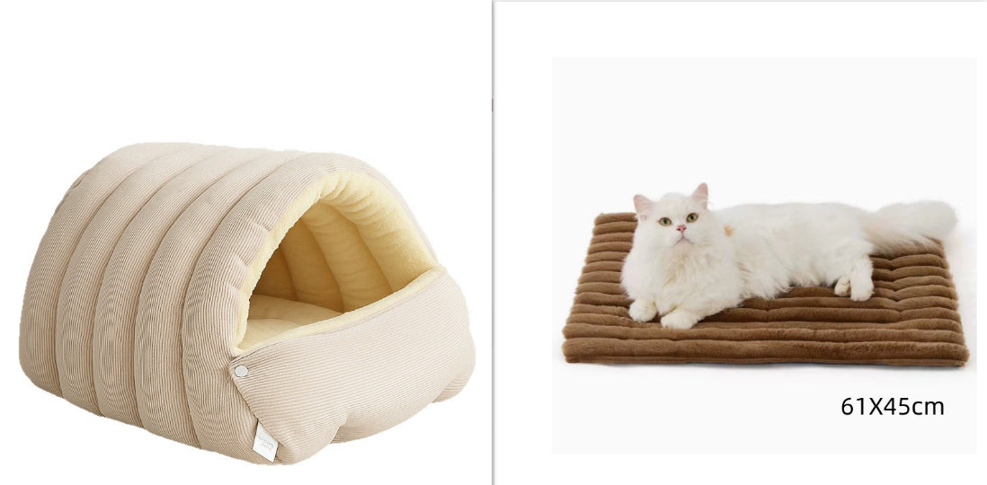 Removable And Washable Closed Cat House Winter Warm Pet Sleeping Nest - 0 - CJ