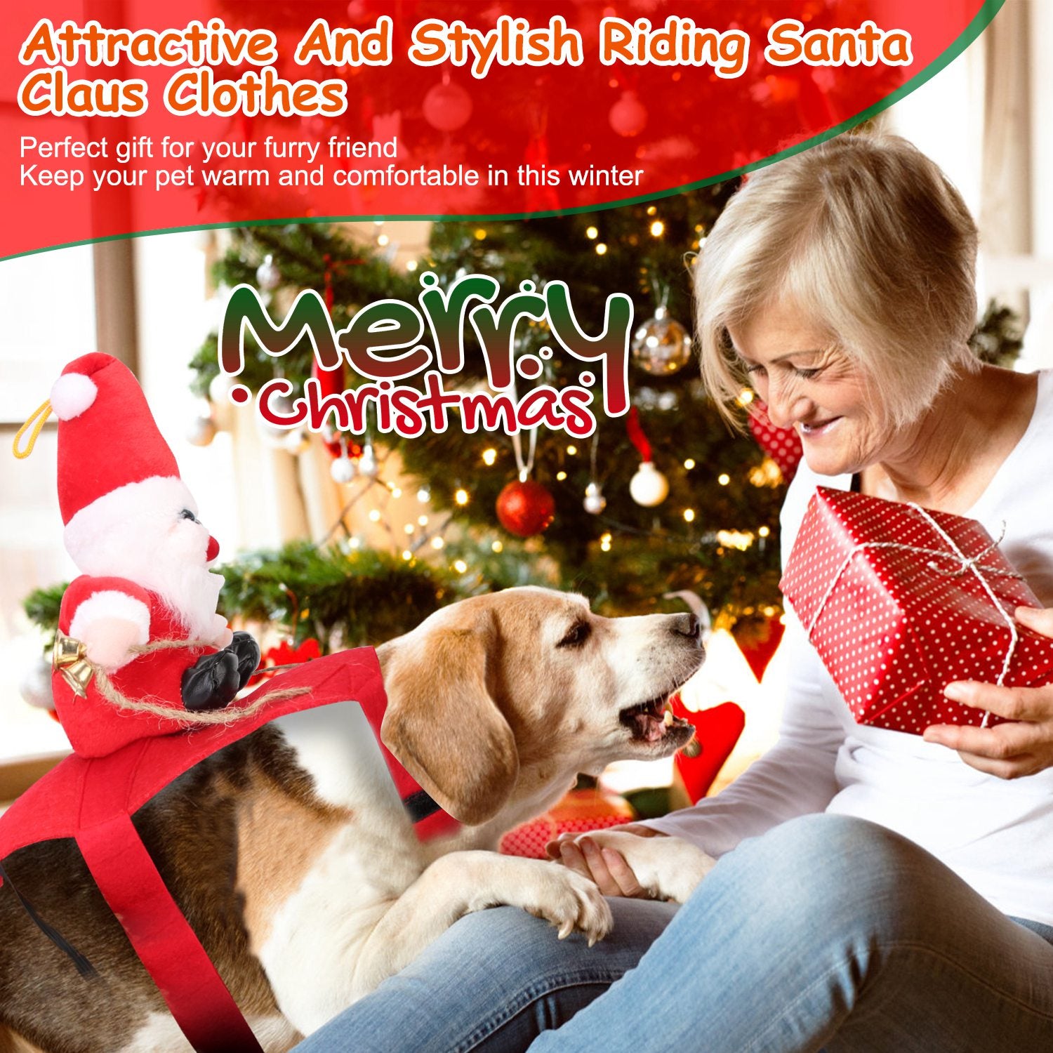 S - M - L - XL Options - 1Pc Pet Christmas Costumes Red Winter Coat For Dog Riding Santa Claus With Bell Clothes New Year Outfit Cosplay Costumes Party Dress Up For Cats - 5 - CJ
