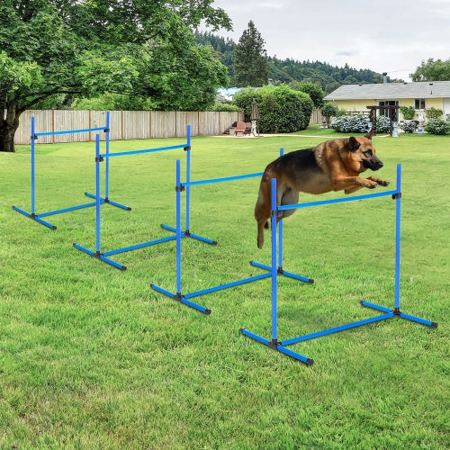 4-piece Dog Agility Training Equipment With Height-adjustable Jumping Poles