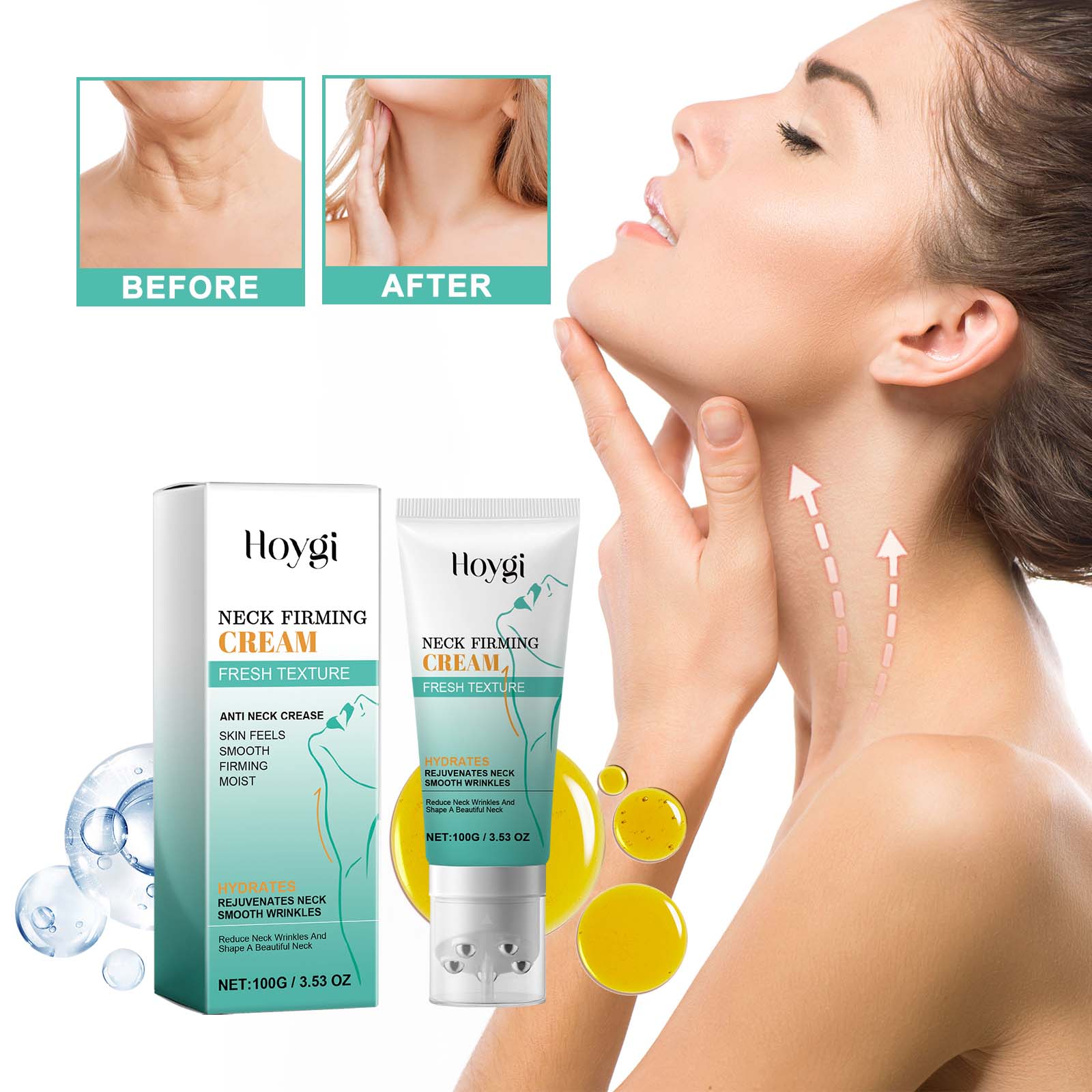 Hoygi Neck Firming Cream, Lighten Neck Lines Firming Brightening Skin Hydrating Anti - Wrinkle Firming Lifting Cream - 5 - CJ