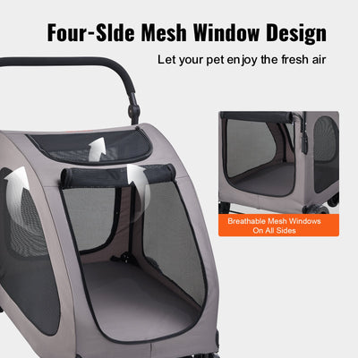 Pet Stroller 4 - Wheels Dog Stroller Carrier 160lbs Weight Capacity Portable - 5 - CJ